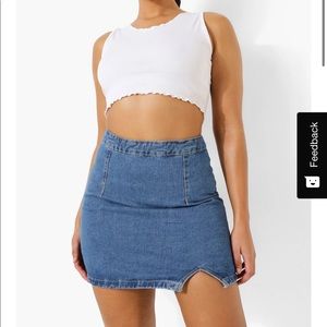 Boohoo Split Denim Skirt